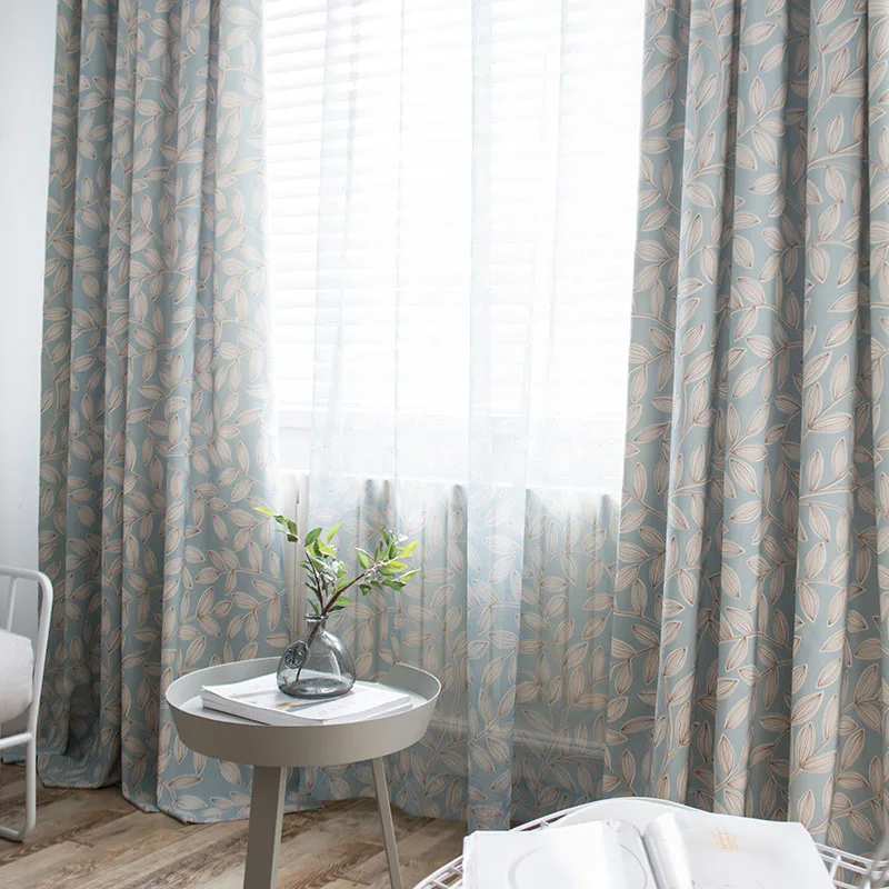 Современные тканевые занавески с принтом листьев для гостиной затемнение кантри