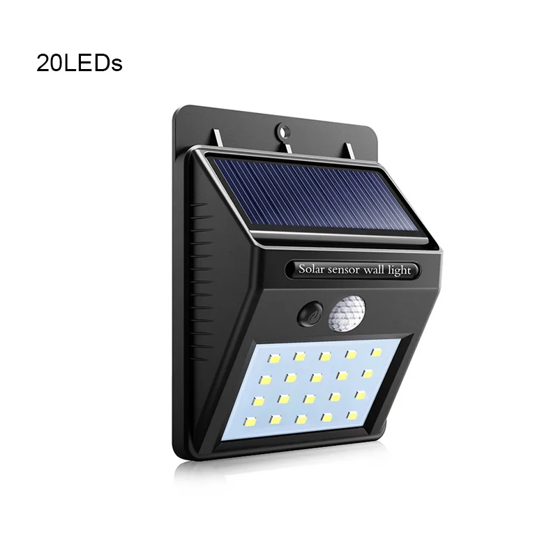 20 LEDs Дорожка светильник s солнечный садовый светильник Открытый водонепроницаемый Светодиодный светильник датчик движения крыльцо уличный светильник садовая лестница аварийный ночник - Испускаемый цвет: 20 LEDs