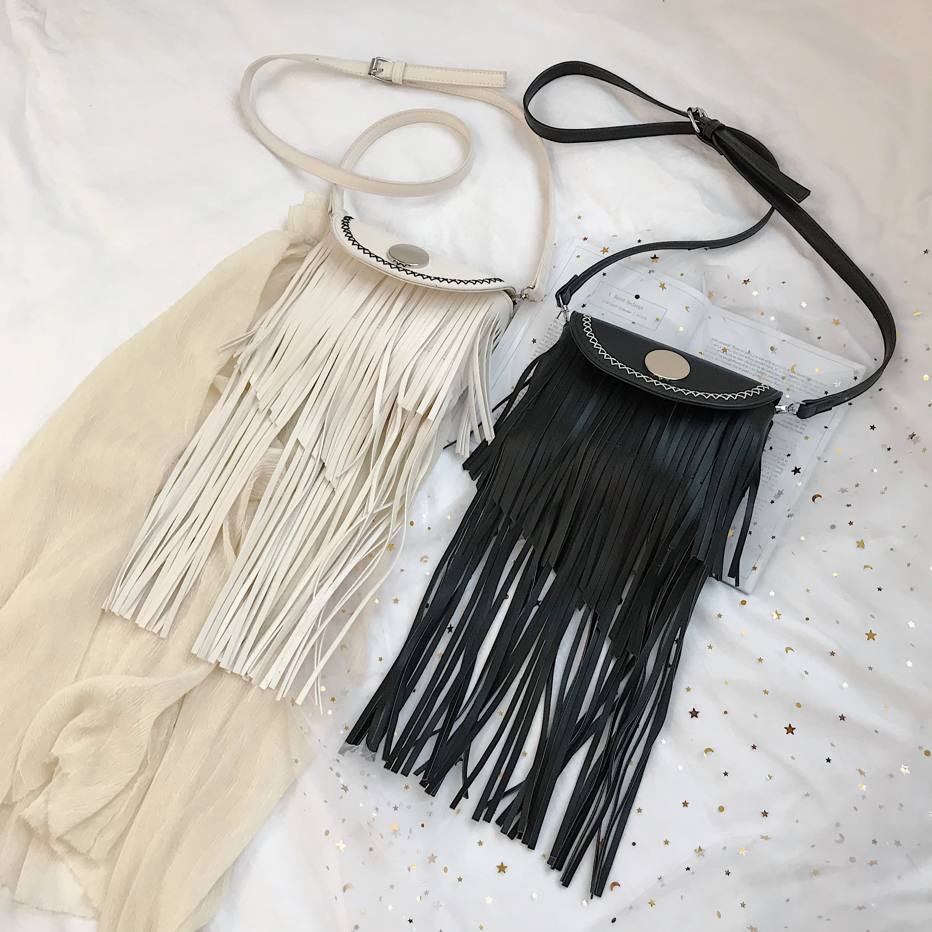 Fringed Messenger Bag Scrub PU Leather Ladies Flow New Retro Bohemian Su Bo Xia Style Hippie Gypsy Fringe Ms. Handbags | Багаж и сумки