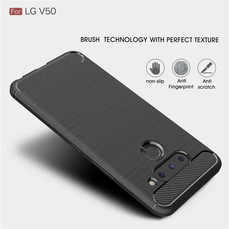 Чехол для телефона из углеродного волокна LG V50 ThinQ 5G мягкий чехол ТПУ прочный