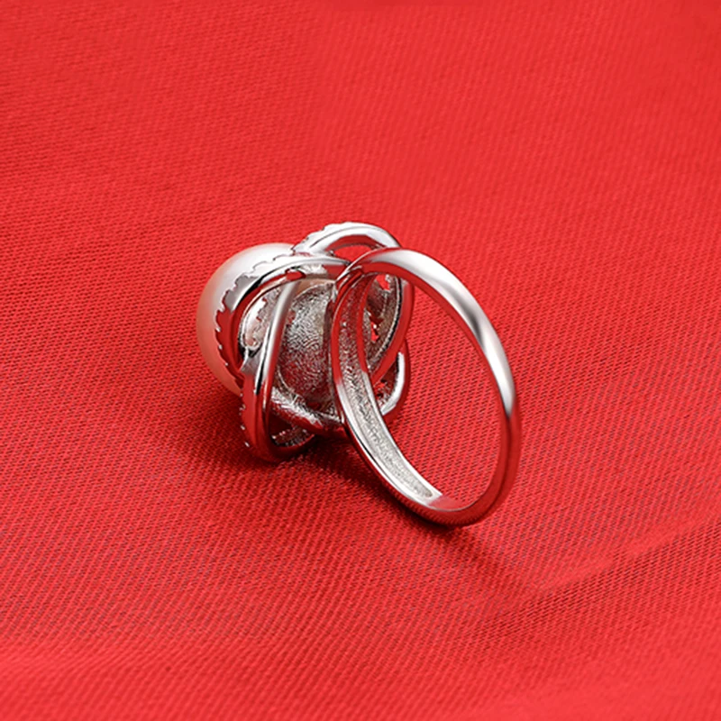 

Original 925 Sterling Silver Engagement Wedding Ring For Women Bridal Finger Simulated Pearl Jewelry Sepcial Unique R4206