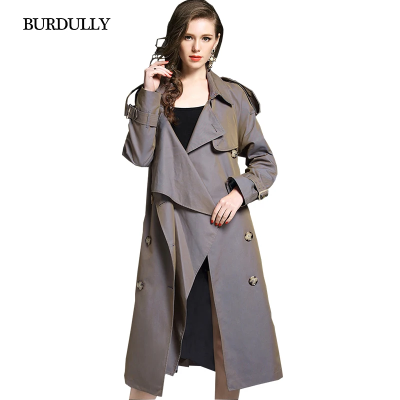 BURDULLY европейский стиль новинка 2019 осенний и зимний женский длинный плащ