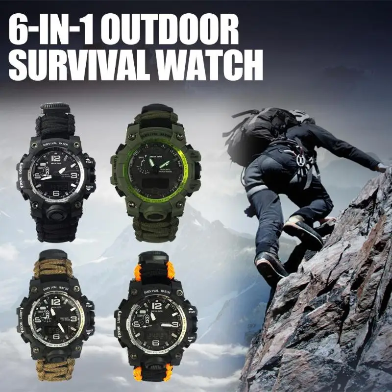 Наружные многофункциональные часы для выживания походные водонепроницаемые