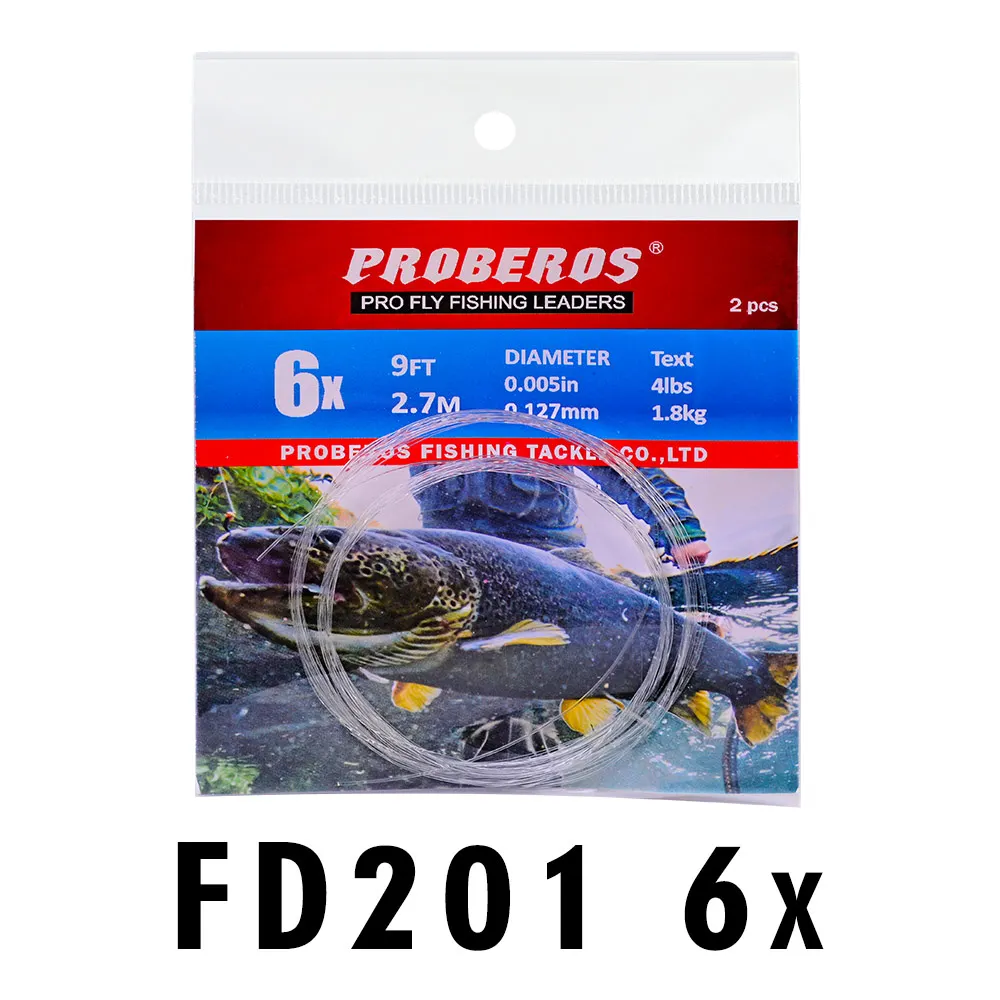 6X 10 шт. PRO BEROS Конический лидер Fly Fishing Line 9FT 0X-6X нейлон лидер ловли рыбы нахлыстом ясный цвет - Цвет: 6X