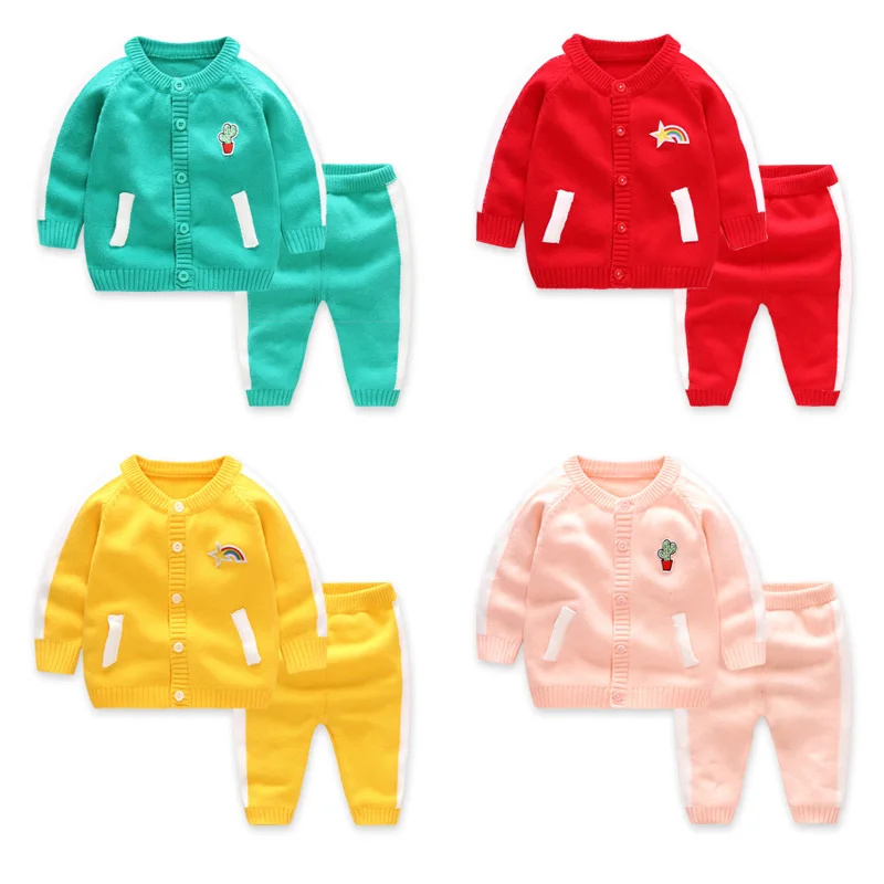 Casual Clothes Set for Newborn Baby Boy Girl Knit Jacket+Sweater Pant Spring Suit Infant Toddler Outfits 2019 | Детская одежда и