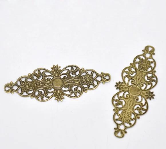 DoreenBeads 50 коннектор для обертывания из филигранных цветов бронзового тона 6 1x2 4 см
