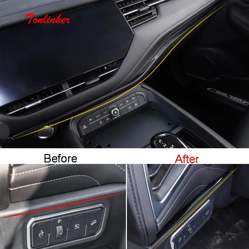 Tonlinker Внутренняя Крышка центральной консоли автомобиля наклейки для Haval F7/F7X-19 Автомобиль Стайлинг 3 шт. крышка из нержавеющей стали наклейки