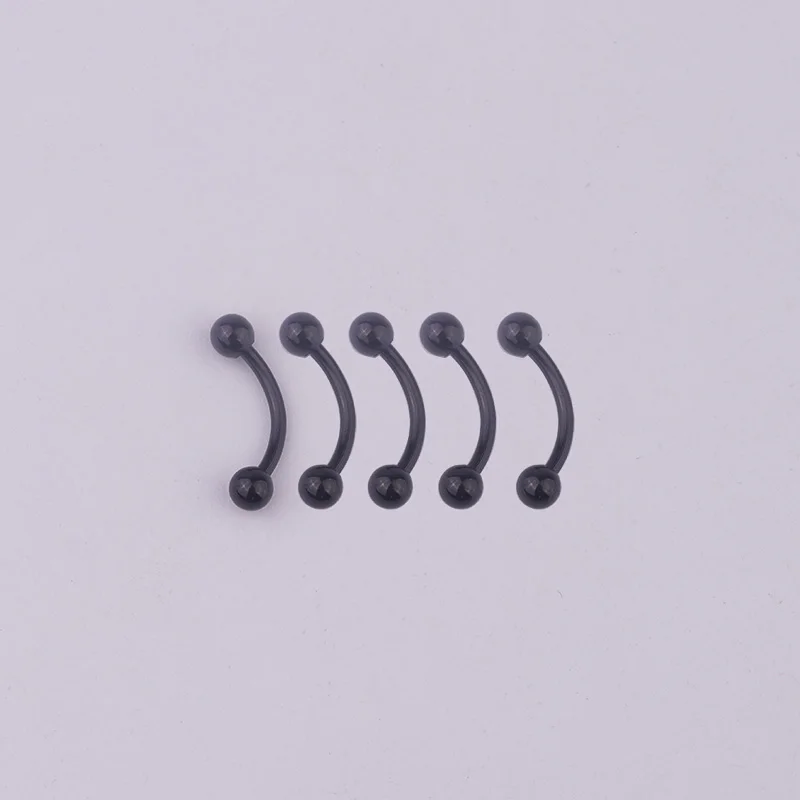 black Sellsets 5 шт./лот 6/8/10 мм 16G хирургическая Сталь 3 мм мяч бровей изогнутый пирсинг губная Штанга Кольцо уютно Daith спирали Rook серьги - Окраска металла: black