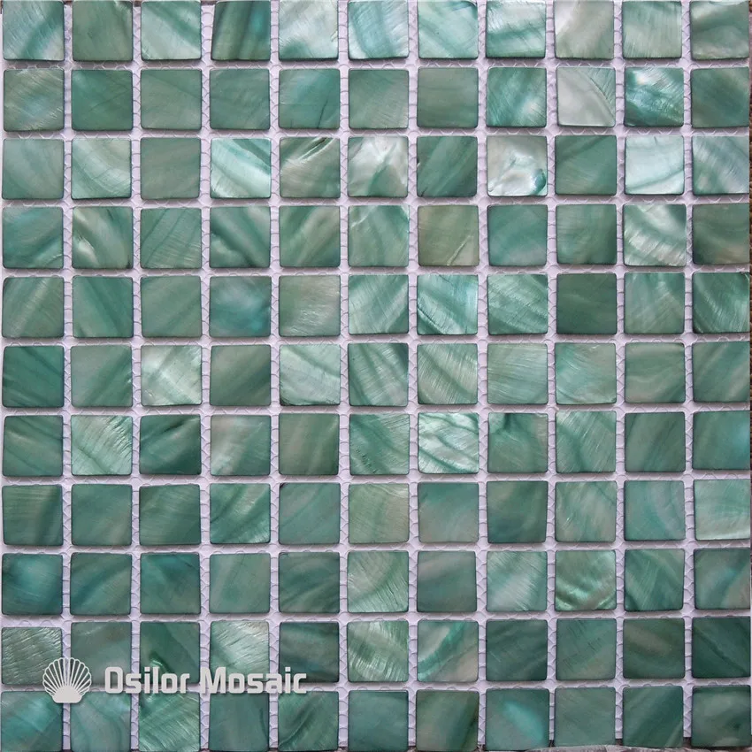 

green color Chinese freshwater shell mother of pearl mosaic tile for bathroom and kitchen decoration wall tile