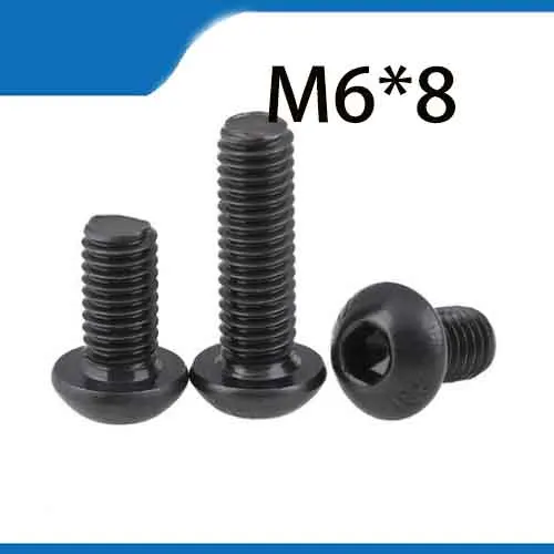 Бесплатная доставка 50 шт. M6x8 мм M6 * 8 yuan cup полукруглая головка черный класс 10 9
