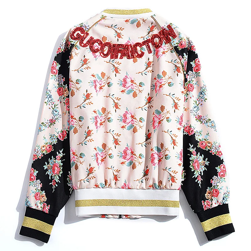 Coat Runway High Quality 2020 Autumn New Women'S Fashion Party Office Vintage Elegant Chic Flower Print Long Sleeve Jacket | Женская