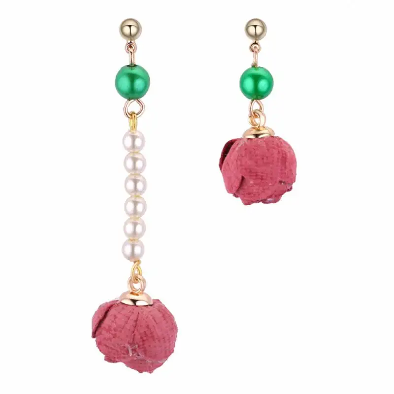 TONGKWOK Bohemia Exaggeration Dangle Earrings For Women Silk Thread Tassel Pearl rose Long Chandelier #131216 | Украшения и