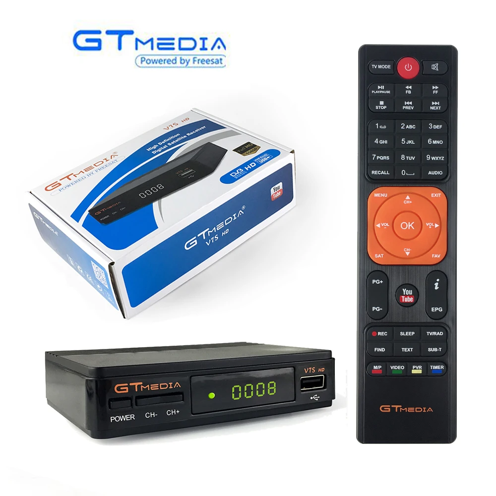 Gtmedia V7S 1080P цифровой рецептор DVB-S2 спутниковый ресивер ТВ-тюнер HD Box Cline декодер Biss VU PVR WiFi Youtube Freesat v7