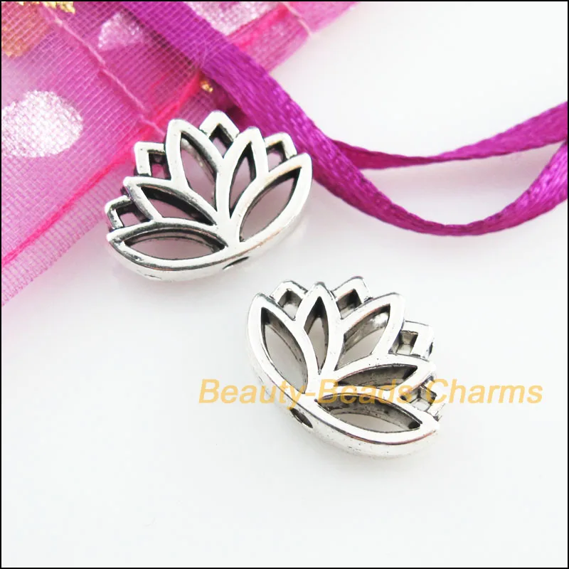 Новый 16 шт. Тибетский серебристый цвет с цветочным принтом в виде лотоса Spacer