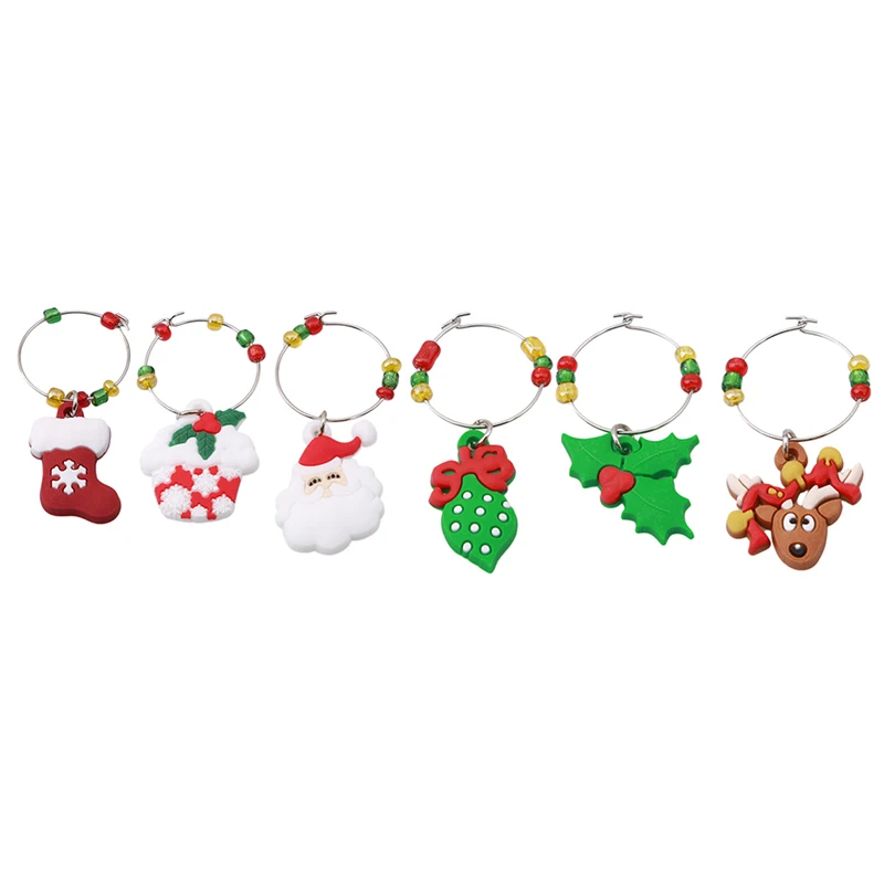 Christmas Wine Glass Party New Year Cup Ring Table Pendants Santa Claus Navidad 2019 Metal Decoration For Home | Дом и сад