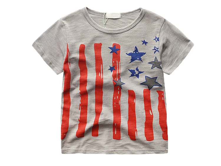 2017 новая летняя хлопковая Детская рубашка с короткими рукавами и круглым вырезом