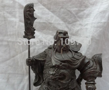 bir 003038 10&quot Chinese Bronze &quotSanGuo&quot Warrior Dragon GuanGong GuanYu WuSheng God Statue | Дом и сад