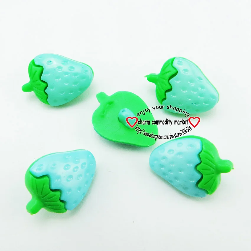 Ice blue 50 шт. 15*21 мм красная Клубничная пуговица микс окрашенных Пластиковых Мультфильмов пальто сапоги швейная одежда детская пуговица в виде фрукта P-001 - Цвет: Ice blue