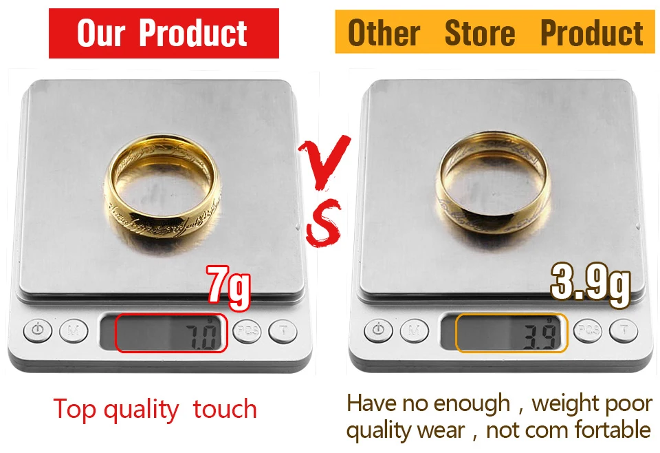 BEIER High Quality Gold Color Hobbit Gift Midi Ring Stainless Steel One Ring Of Power jewelry Ring Women and Men LR-R059