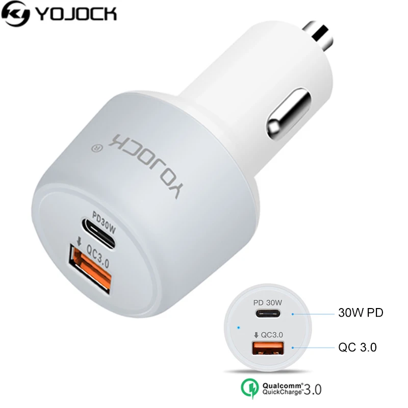 USB C автомобильное зарядное устройство QC3.0 Smart Type для автомобиля с двумя портами