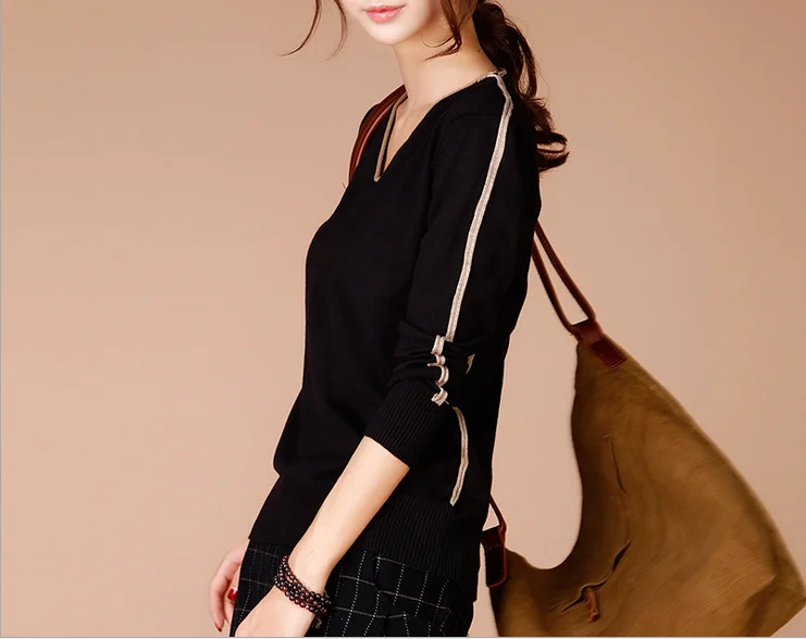 New Brand Women Clothing Autumn Winter Fashion Knit Sweater Casual Loose Long Sleeved V-Neck Pullover Sweaters Tops | Женская одежда