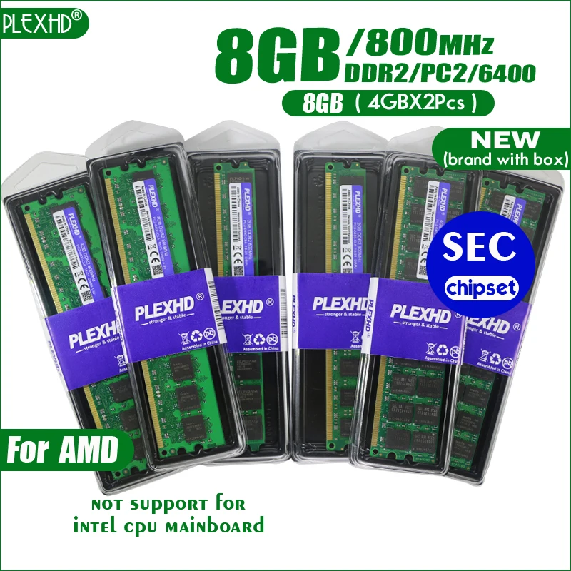Новый PLEXHD 8 Гб (4 X 2 шт) DDR2 PC2-6400 800 МГц 8G PC2 6400 для настольных ПК DIMM память ram 240
