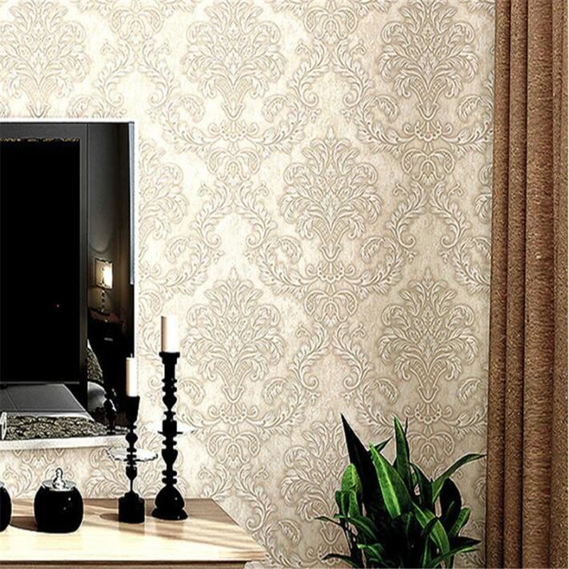 

beibehang Upscale European Damascus 3d Anaglyph Stereo Simple Green Non-woven Wallpaper Wallpaper Bedroom papel de parede 3d