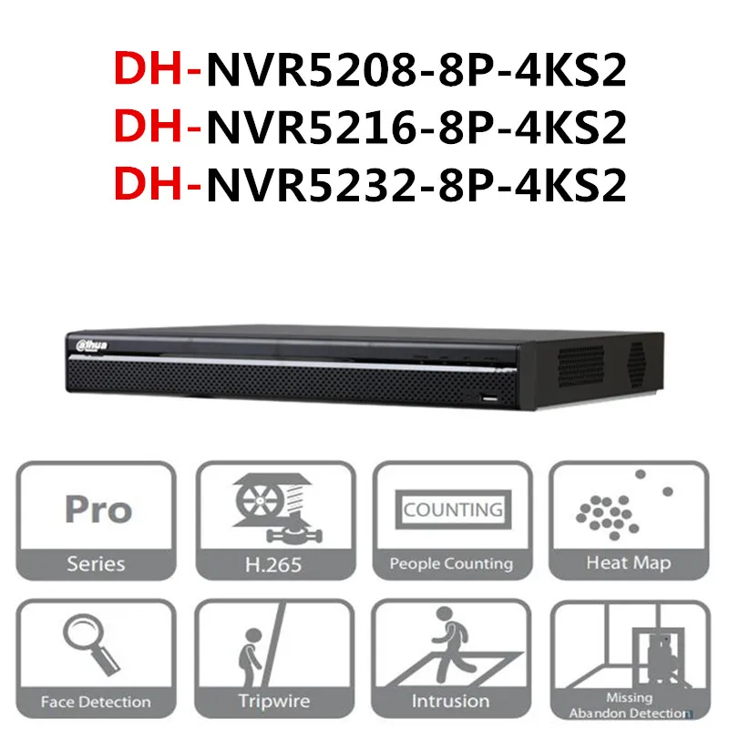 

Dahua POE NVR NVR5208-8P-4KS2 NVR5216-8P-4KS2 NVR5232-8P-4KS2 8/16/32 CH 8 PoE 4K&H.265 Pro Network Video Recorder