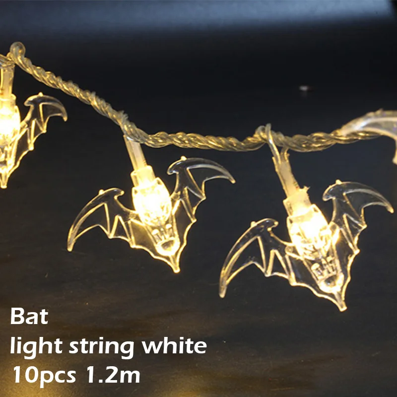 Bat Light White 1 комплект 10 светодиодный фонарь тыква, череп на Хеллоуин летучая мышь светодиодный светильник на Хэллоуин для помещений наружные огни Crazy декор для Хэллоуина, вечеринки - Цвет: Bat Light White