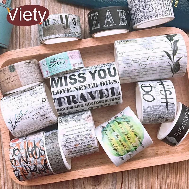 

Vintage Newspaper English Poetry Washi Tape Masking Tape Decorative Diary Scrapbooking Stickers Kawaii Stationery Papeleria