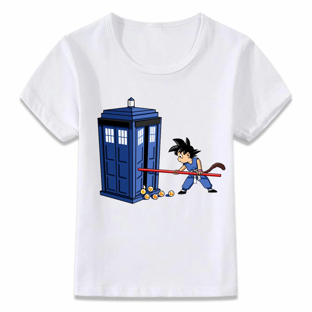 Детская одежда футболка детская с надписью Little Goku Curious about The Tardis для мальчиков и
