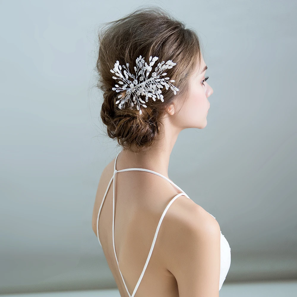 Модный дизайн растительных волос расчески с имитацией жемчужных бусин украшение для головы невесты свадебные украшения для волос для девочек вечеринки зажимы для волос новые.