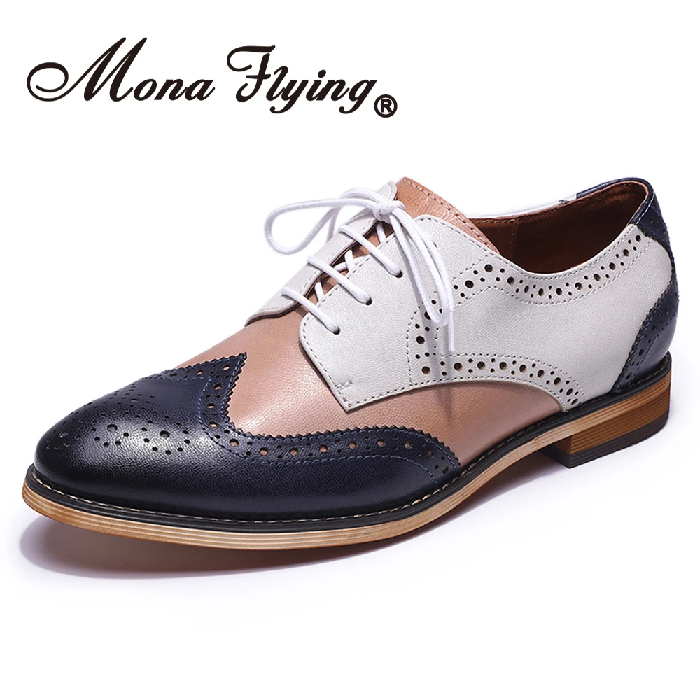 Mona Flying/Женские Кожаные Туфли-оксфорды ручной работы разноцветные туфли дерби на шнуровке для женщин, B098-6 для девочек