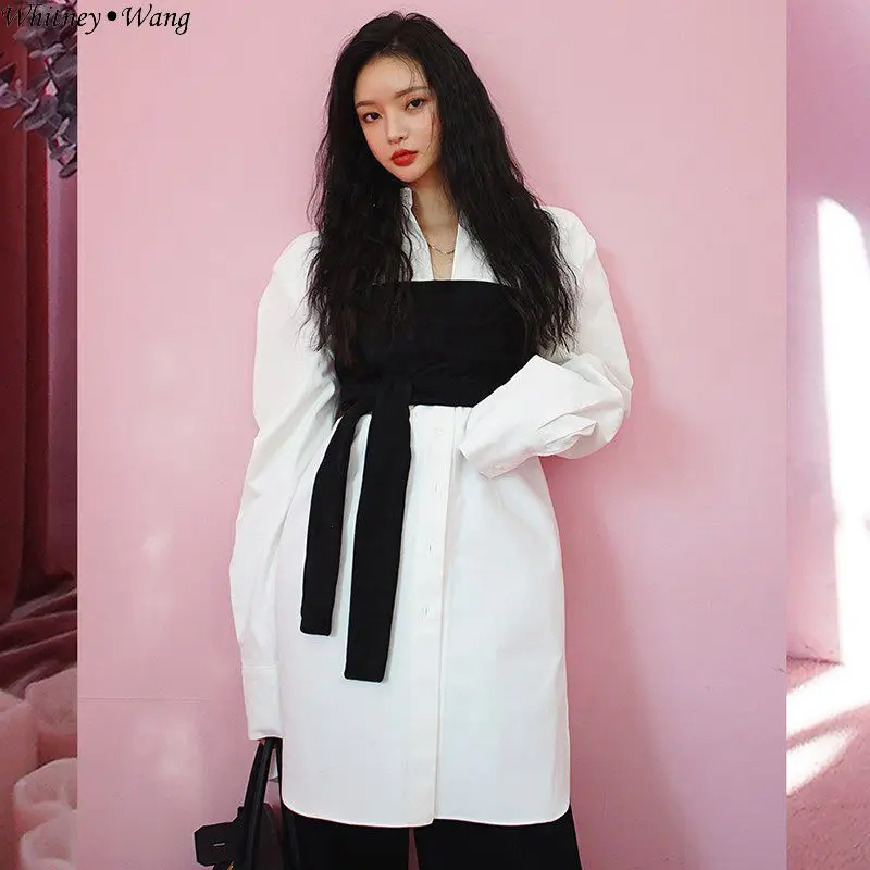 WHITNEY WANG 2019 весенне-осенняя модная уличная одежда в Корейском стиле Лоскутная