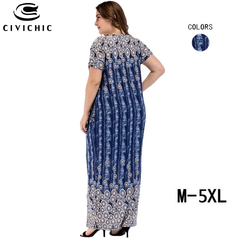 CIVI CHIC Boho принт vestidos mujer 2018 плюс Размеры длинное платье в богемном стиле полоску
