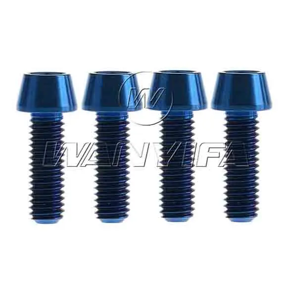 Blue Ваньифа 4 шт. M6x16 18 20 25 мм болт из титанового сплава коническая головка винт для велоспорта велосипед V-BRAKE и дисковый тормоз - Цвет: Blue