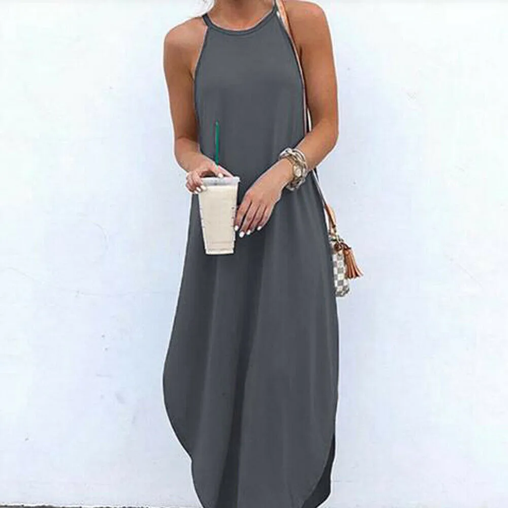 Платье женское повседневное длинное Пляжное без рукавов|Женские платья| |