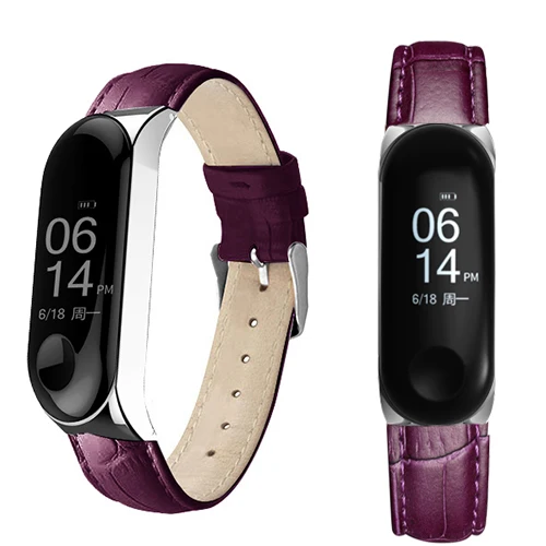Фиолетовый Яркий кожаный ремень для Xiaomi Mi Band 3 Смарт-браслет аксессуары для Xiaomi Mi Band 3 Смарт-браслет для Xiaomi Mi band 3 - Цвет ремешка: Фиолетовый