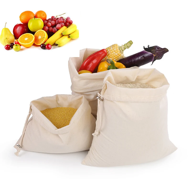 Сумка для продуктов хлопковая Сетчатая на шнурке многоразовая сумка фруктов