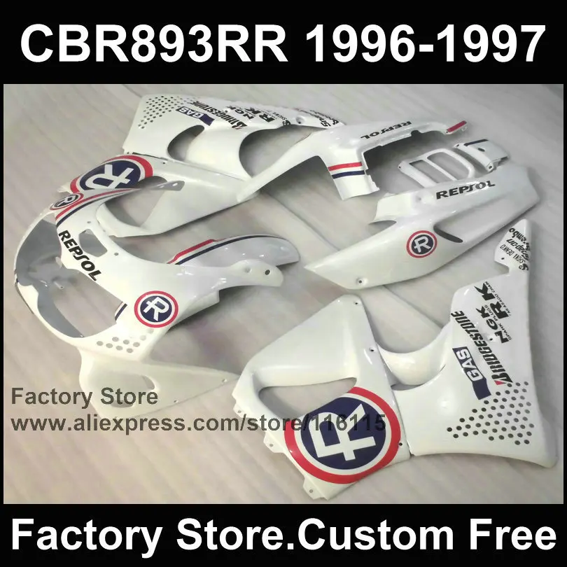 

Aftermarket fairing kits for HONDA CBR900RR 96 97 CBR 893RR 1996 1997 white repsol motorcycle CBR 893 fairings kit