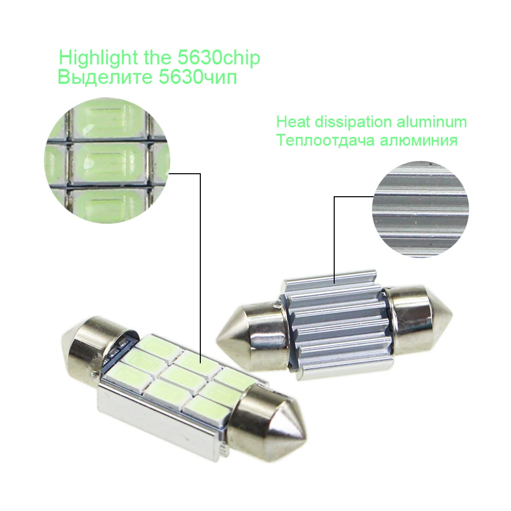 KEIN 10 шт. C5W 31 мм festoon светодиодные лампы 36 39 41 5630 C10W C3W 12V Светодиодные Автомобильные