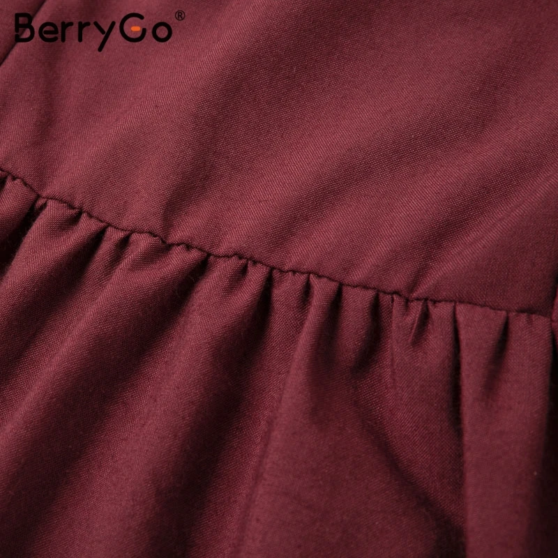 BerryGo Boho платья женское платье Кнопка миди плюс размер сплошной летний пляжный