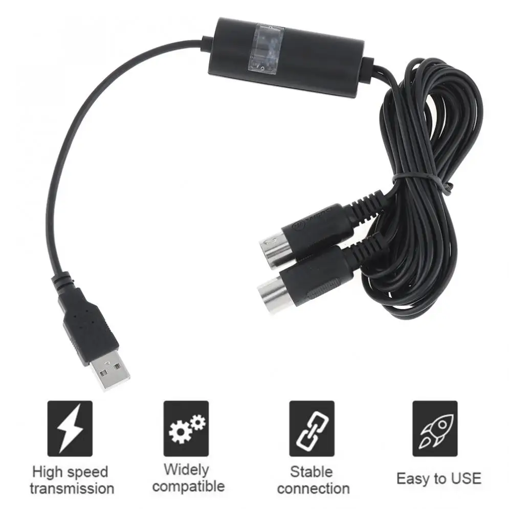 2 метра USB в MIDI кабель электрический пианино барабан гитара музыкальный интерфейс