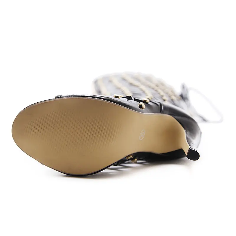 Сандалии гладиаторы женские туфли с открытым носком на очень высоком каблуке