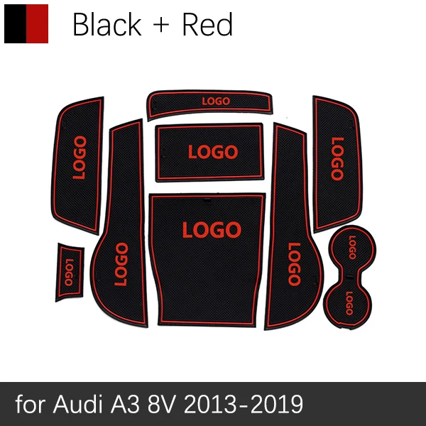 Противоскользящие ворота Слот коврик резиновая подставка для Audi A3 8V 2013 S3 RS3 RS 3 S линии аксессуары наклейки - Название цвета: Red Black