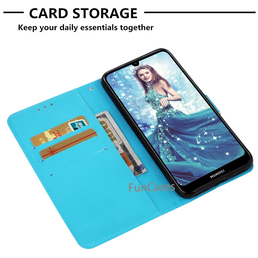 Для huawei Y6 2019 чехол флип чехол-портмоне из кожи силикона для prime Y MRD-LX1 MRD-LX1F |