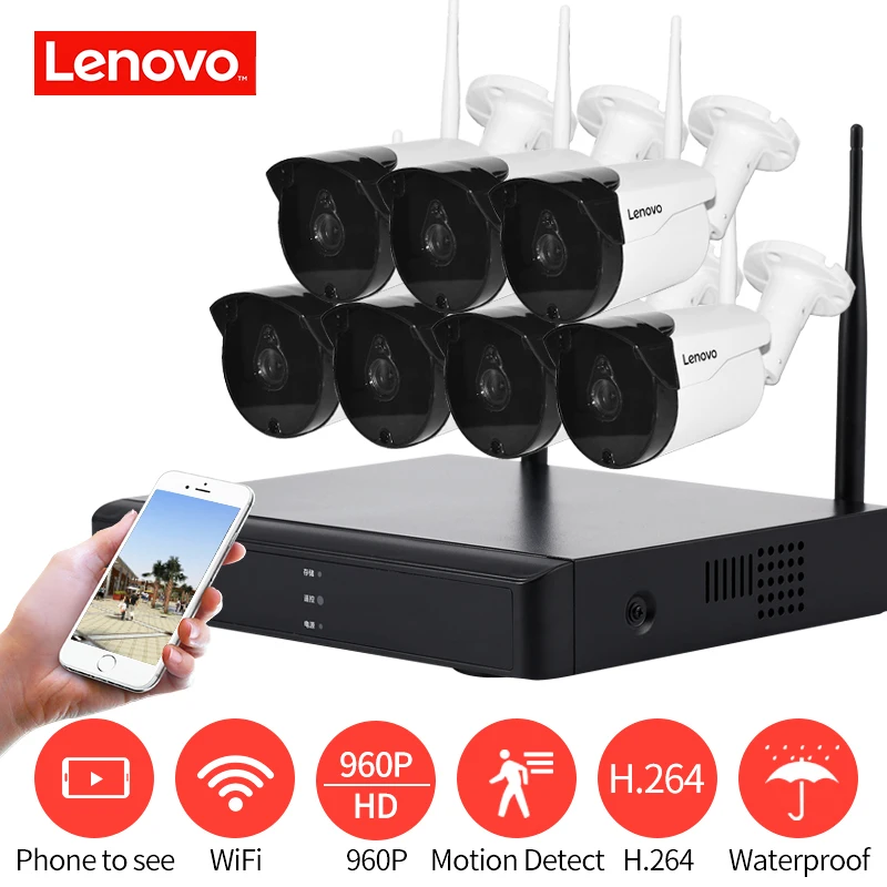 LENOVO 7CH массив HD беспроводная камера безопасности Система DVR комплект 960P WiFi