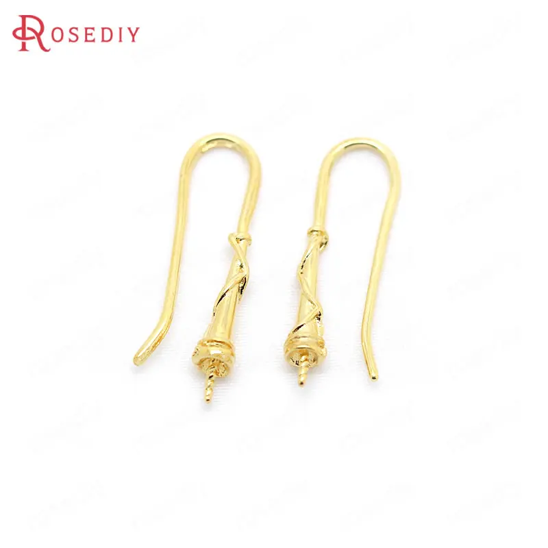 24K Gold Color 31619) 10 шт. высота 25 мм 24K позолоченные латунные подходящие сережки с половинными отверстиями Высокое качество Diy ювелирные аксессуары - Цвет: 24K Gold Color