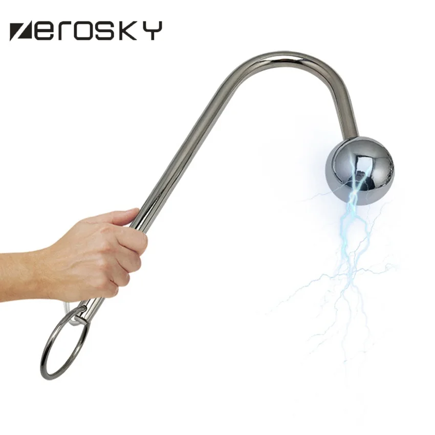Zerosky Анальный крючок из нержавеющей стали электро-шок электродрель
