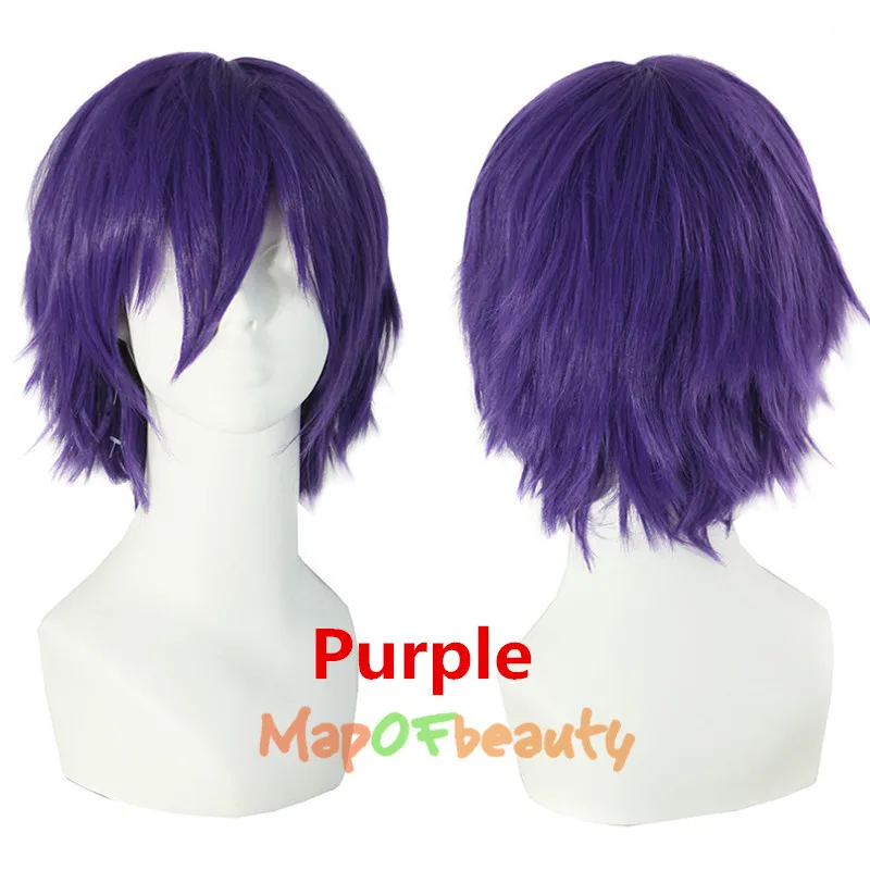 MapofBeauty, 12 дюймов, короткие прямые белые, черные, золотые, красные, коричневые, оранжевые, 23 Цвета, парики для косплея, термостойкие натуральные синтетические волосы